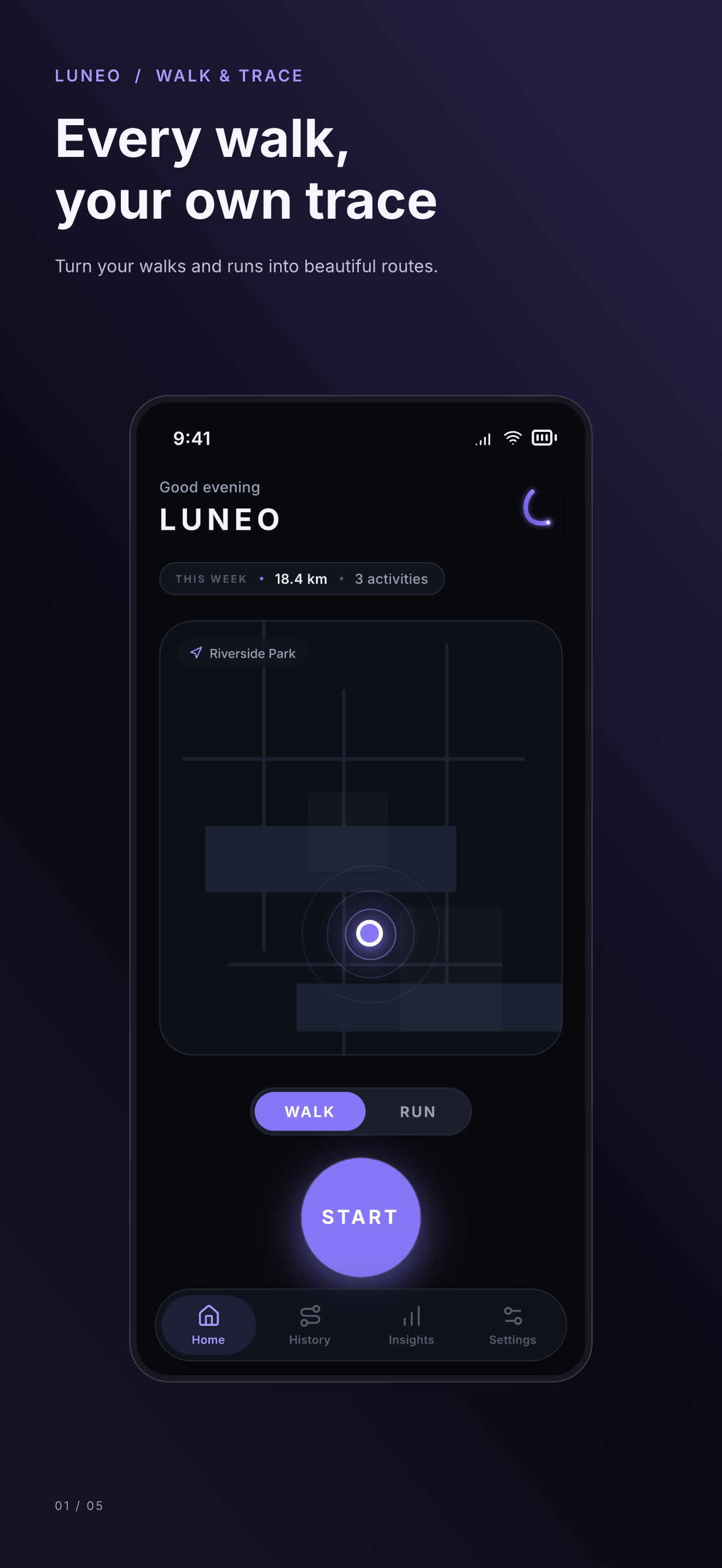 LUNEO: Walk & Trace Inside the app 1